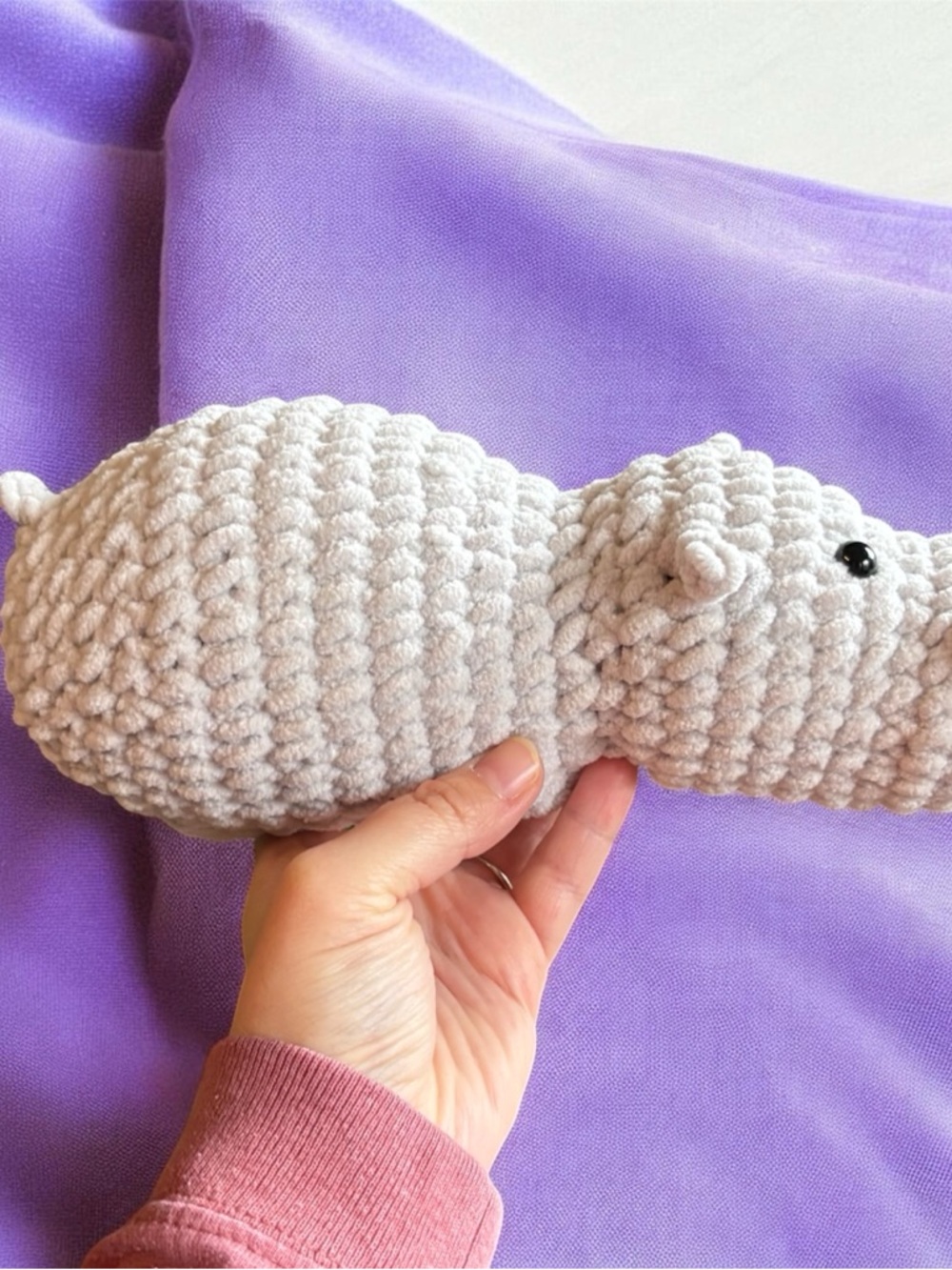 Handmade Crochet Plush Hippo-8” Grey - Picture 3 of 3